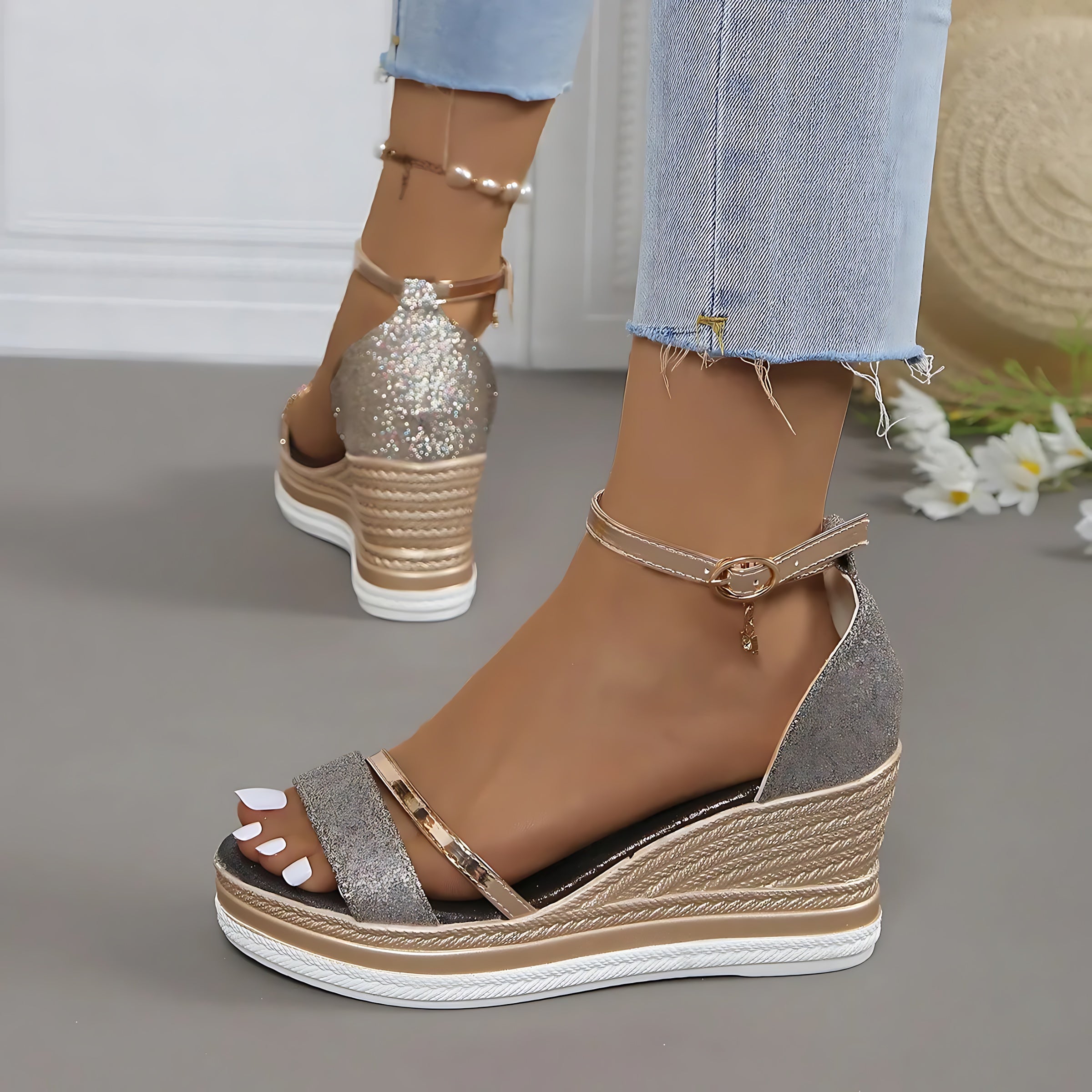 Talia – Ankle Strap Espadrille Wedge Sandals