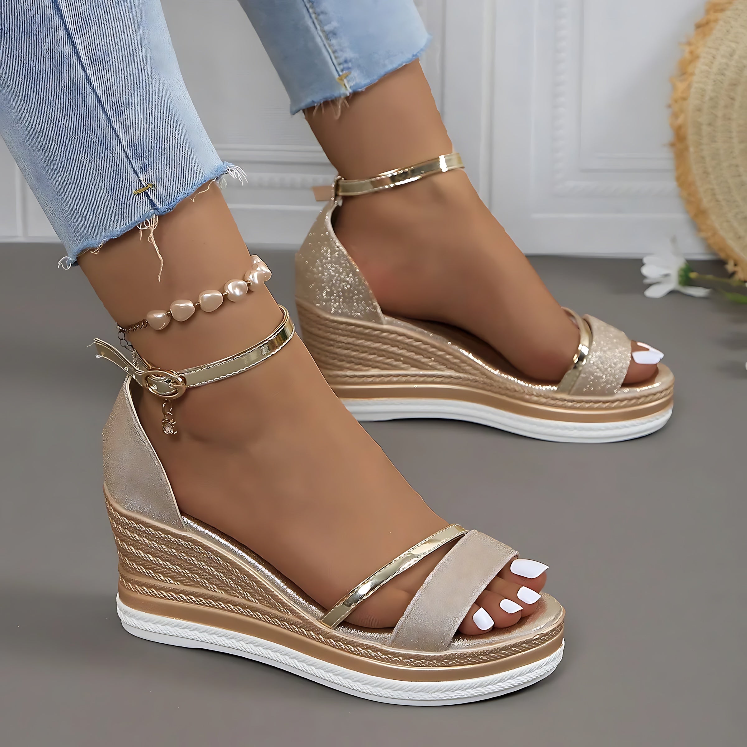 Talia – Ankle Strap Espadrille Wedge Sandals