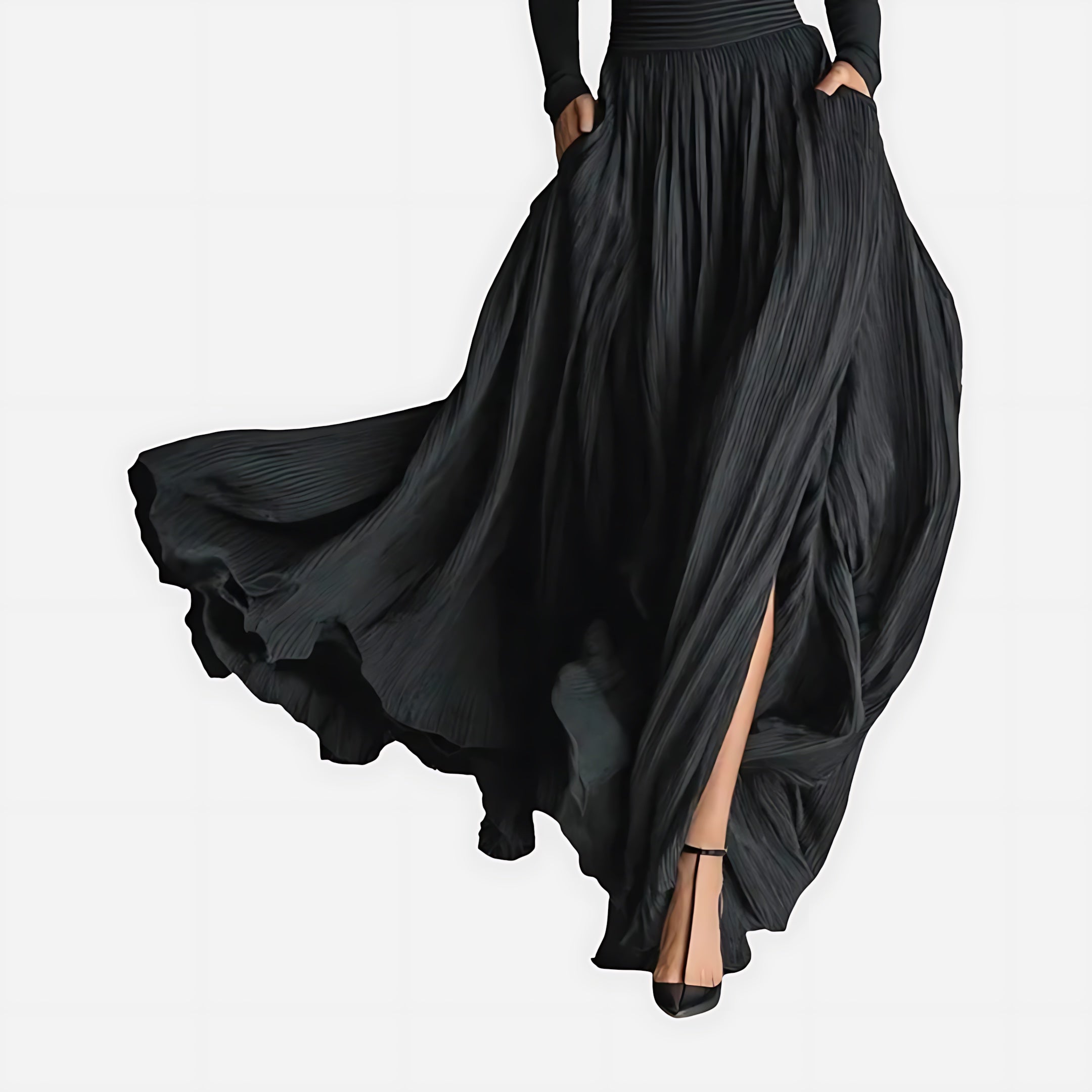 Talia – Turtleneck Top and High Waist Maxi Skirt Set