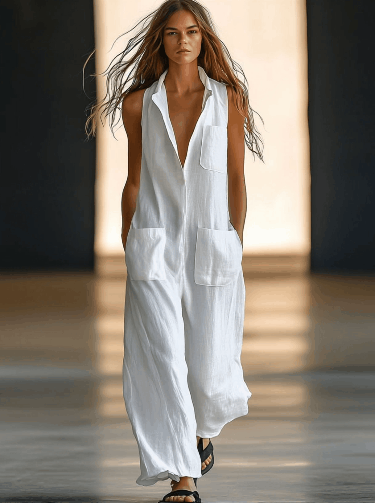 Willow – Deep V Neck Wide Leg Jumpsuit