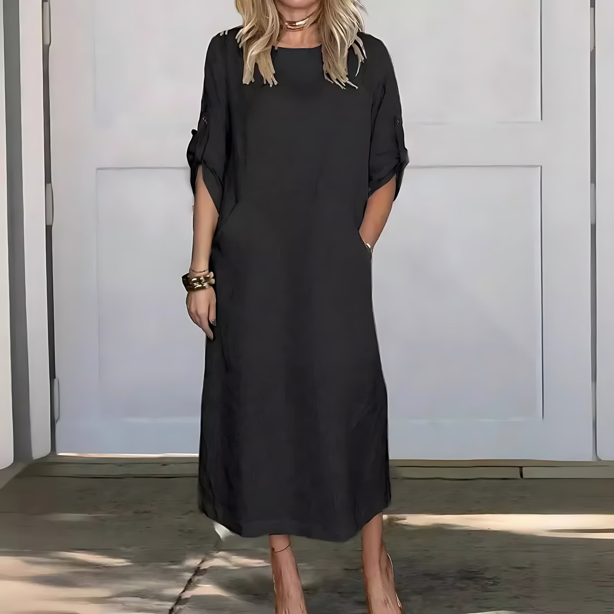 Tessa – 3/4 Sleeve A Line Summer Midi Dress