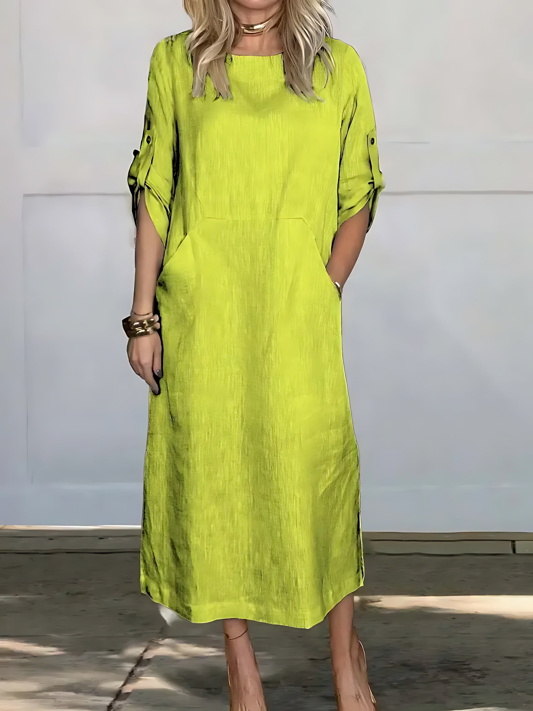 Tessa – 3/4 Sleeve A Line Summer Midi Dress