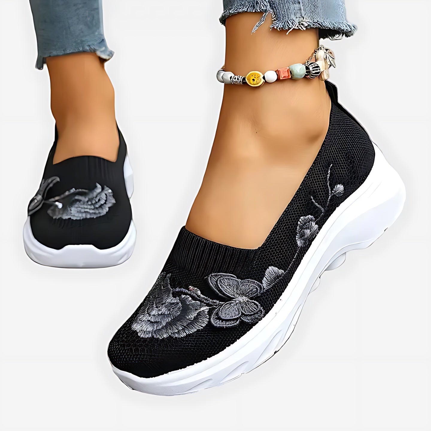 Tessa – Butterfly Embroidered Slip On Sneakers
