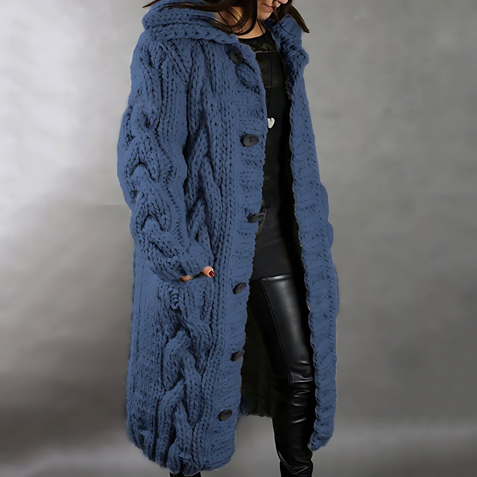 Tessa – Chunky Cable Knit Longline Cardigan