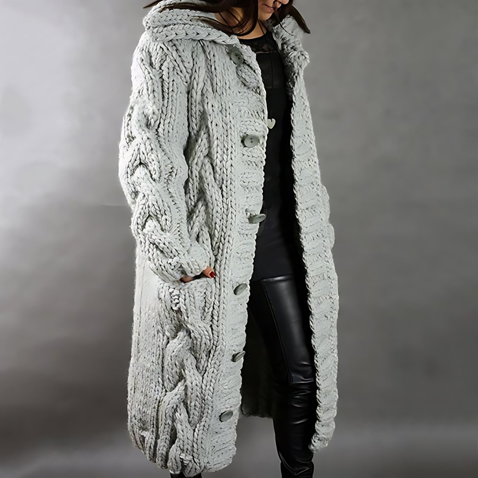 Tessa – Chunky Cable Knit Longline Cardigan