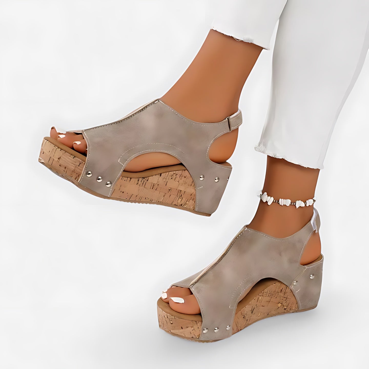 Tessa – Denim Cork Platform Wedge Sandals