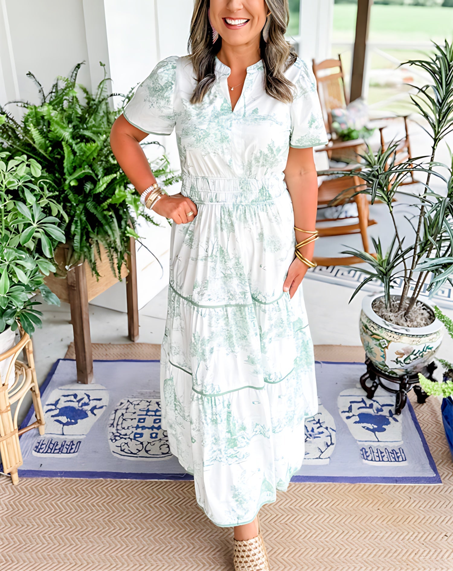 Thea – Floral Print Short Sleeve Shirt Dress