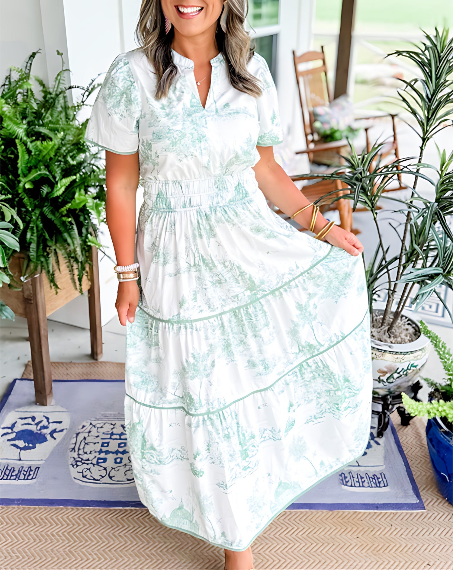 Thea – Floral Print Short Sleeve Shirt Dress