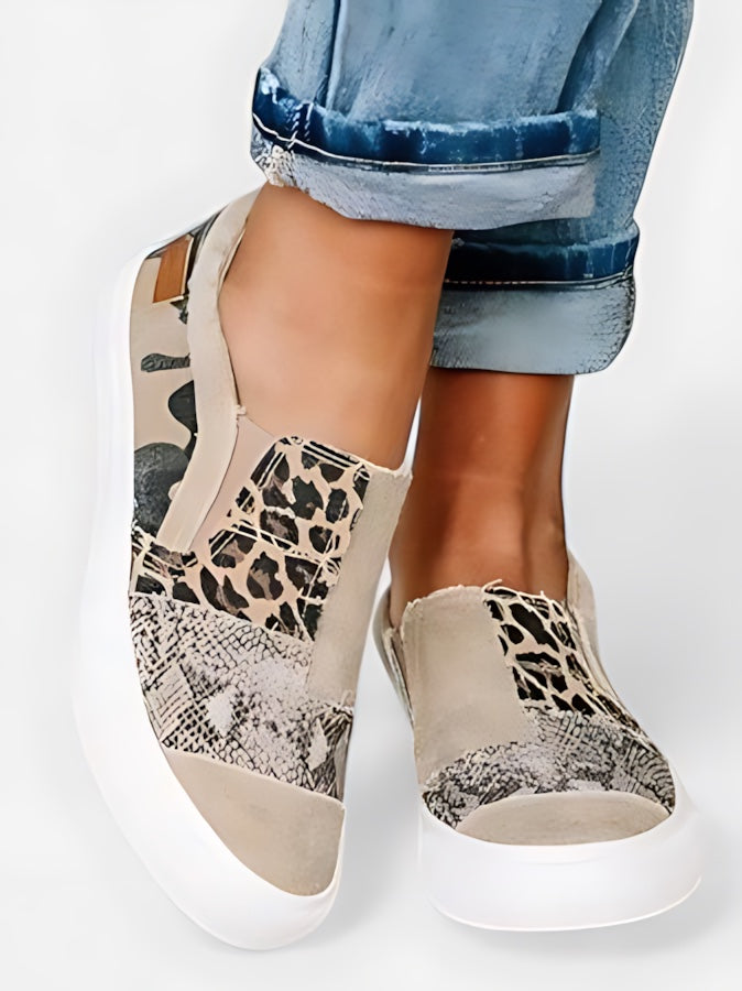Thea – Leopard Print Canvas Slip On Sneakers