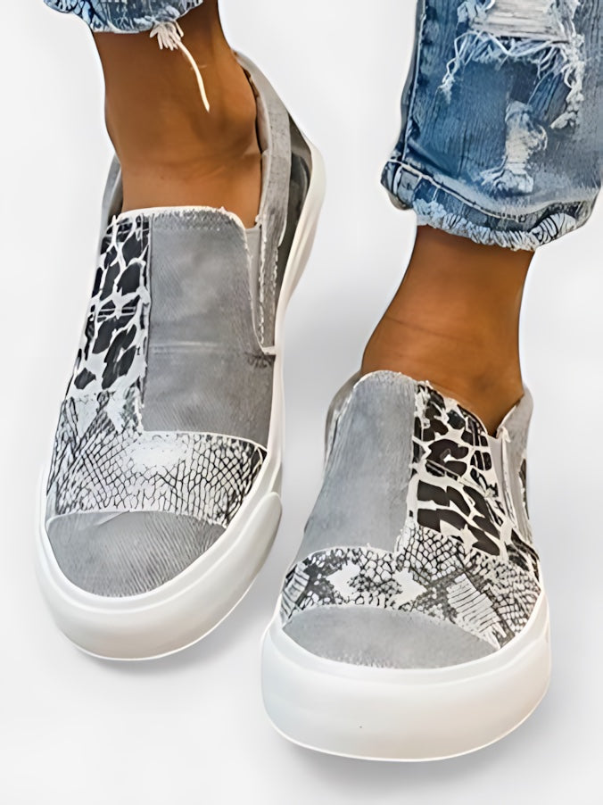 Thea – Leopard Print Canvas Slip On Sneakers