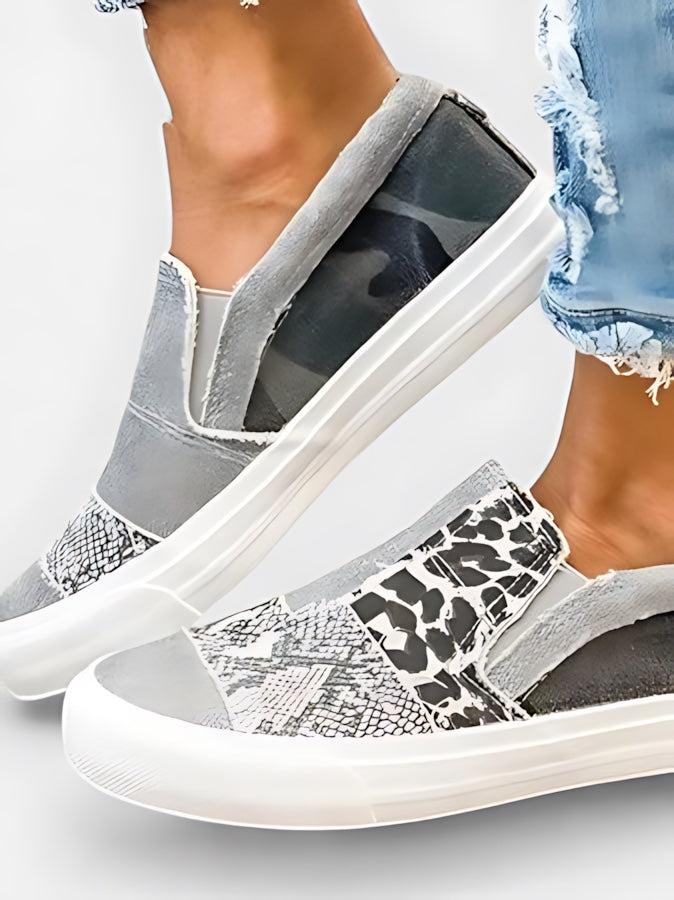 Thea – Leopard Print Canvas Slip On Sneakers