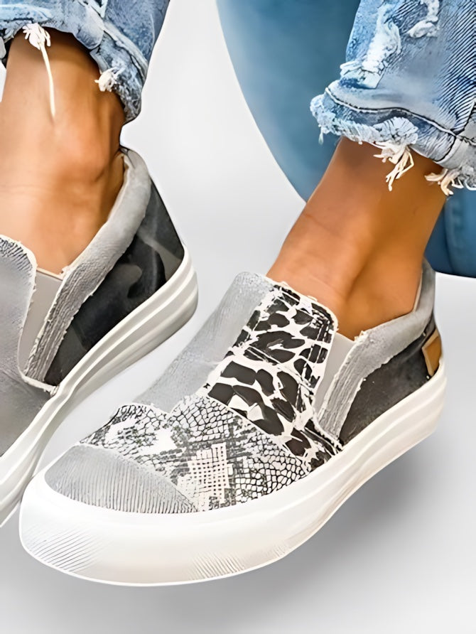 Thea – Leopard Print Canvas Slip On Sneakers