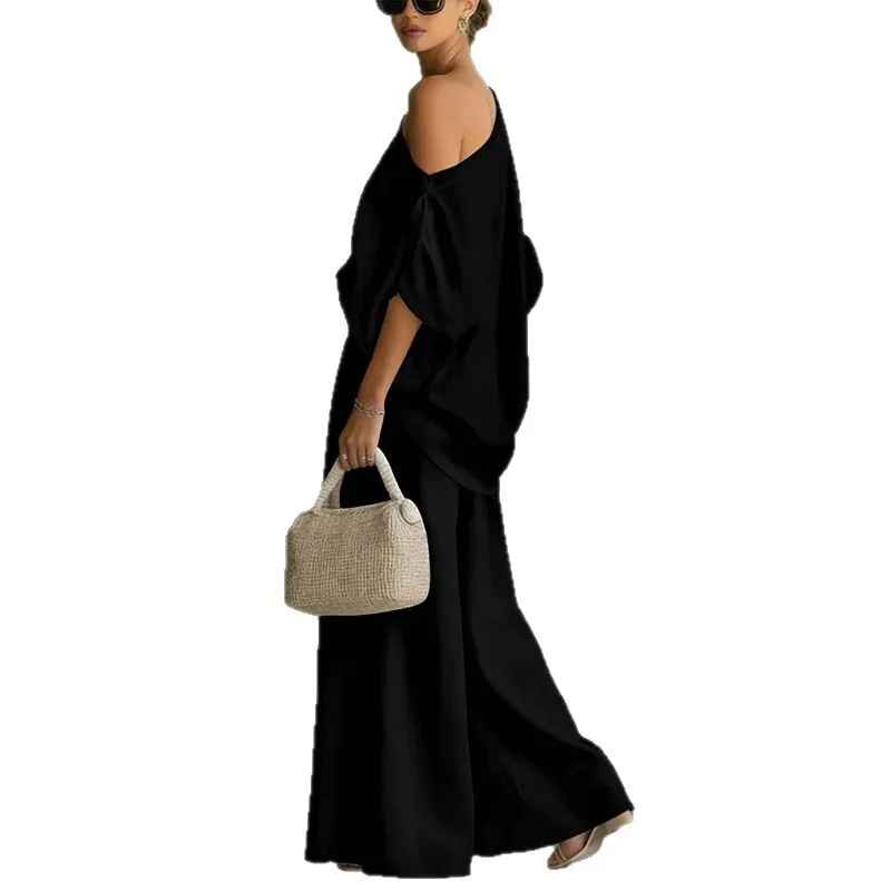 Priscilla – One Shoulder Top and Tapered Pants Set