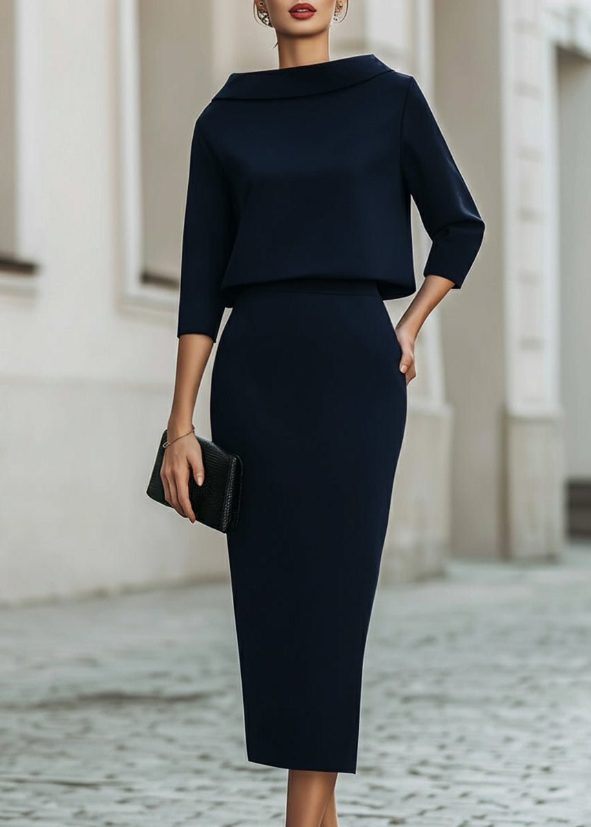 Lily – Boat Neck Top and Pencil Midi Skirt Set