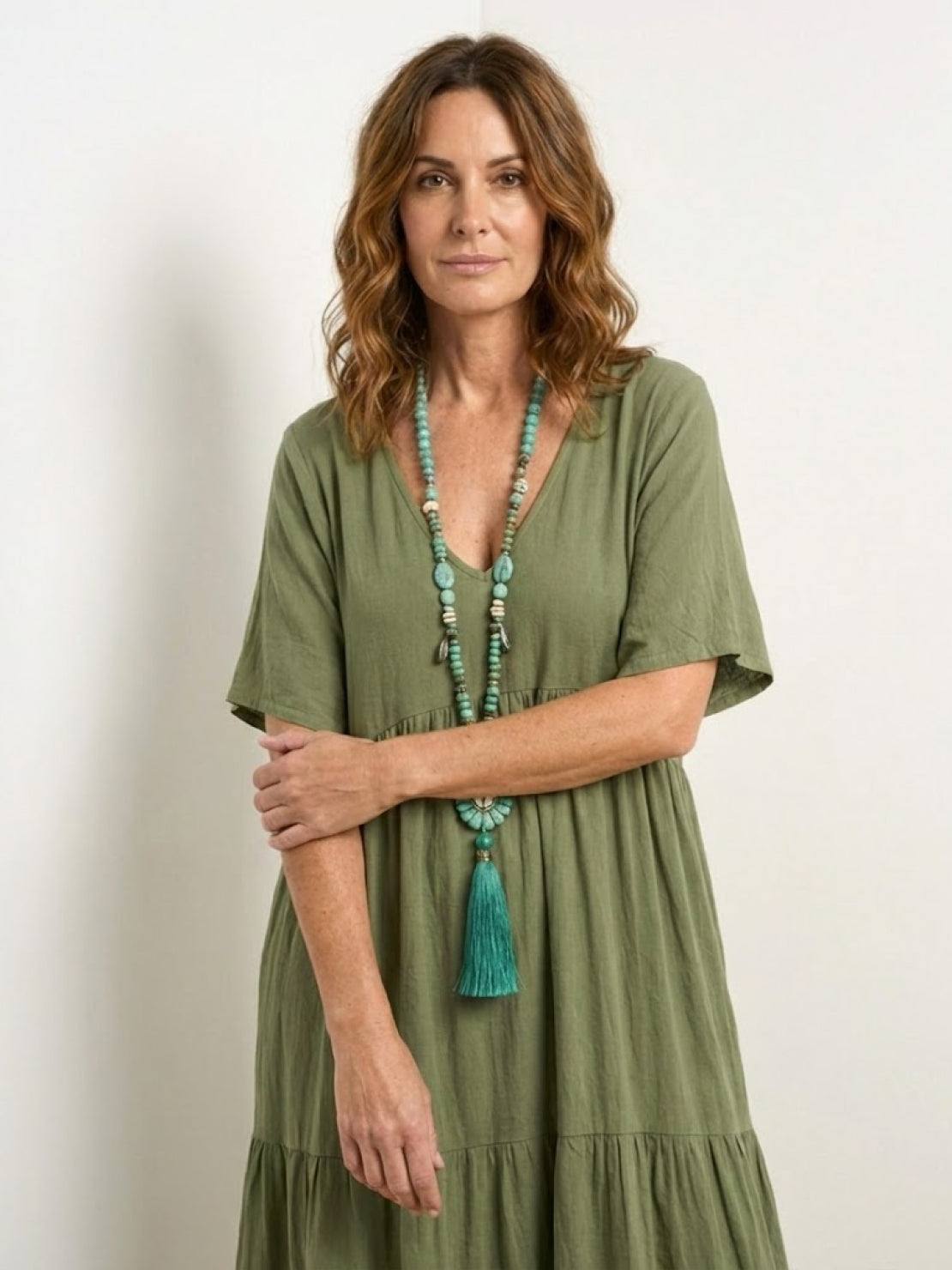 Jasmine – V Neck Tiered Swing Summer Maxi Dress