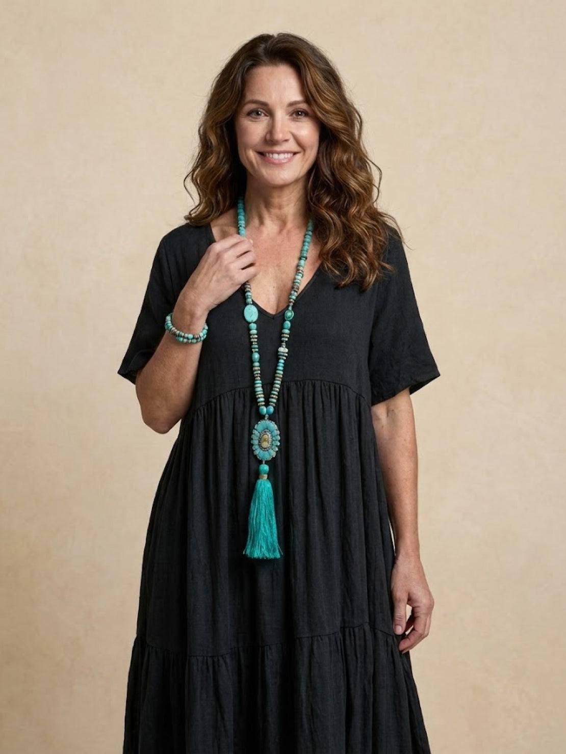 Lottie – V Neck Tiered Swing Summer Maxi Dress