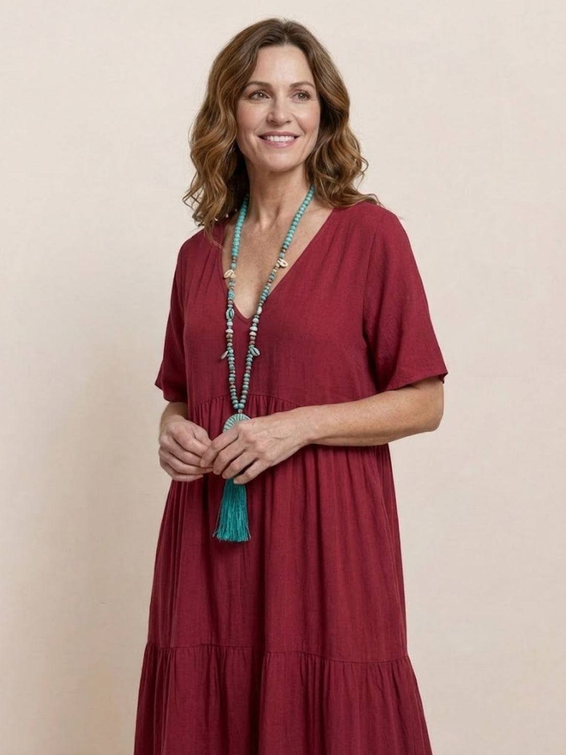 Lottie – V Neck Tiered Swing Summer Maxi Dress
