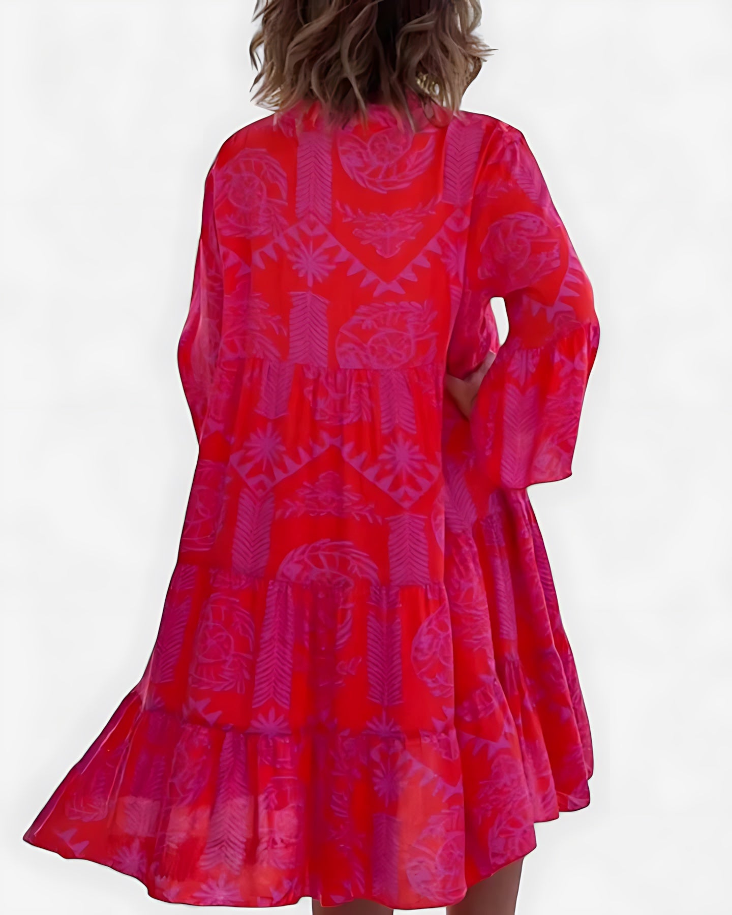 Valentina – Boho Print V Neck Kaftan Midi Dress