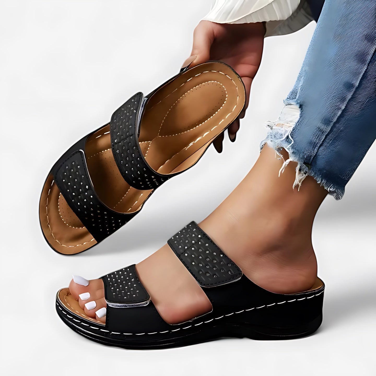 Valentina – Double Strap Footbed Slide Sandals