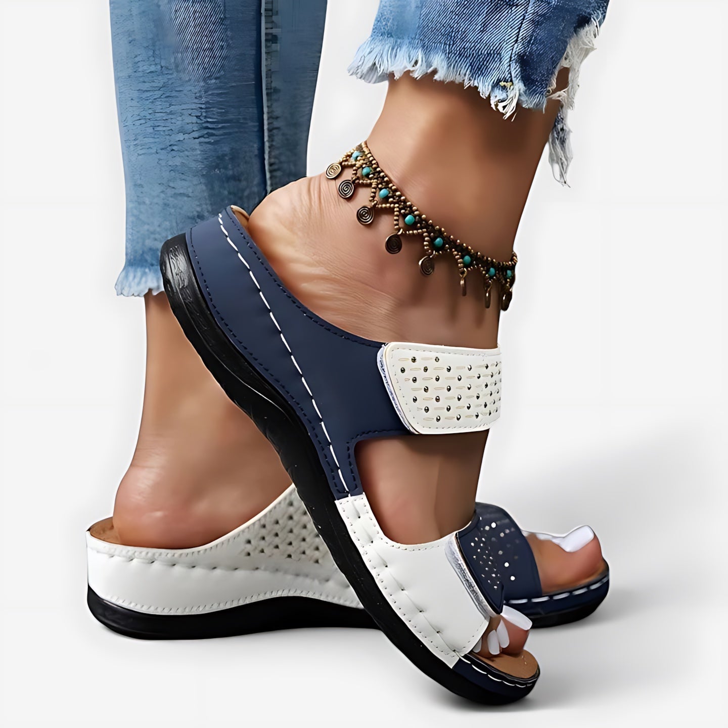 Valentina – Double Strap Footbed Slide Sandals