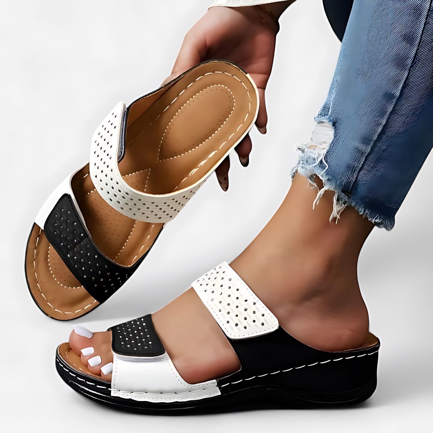 Valentina – Double Strap Footbed Slide Sandals