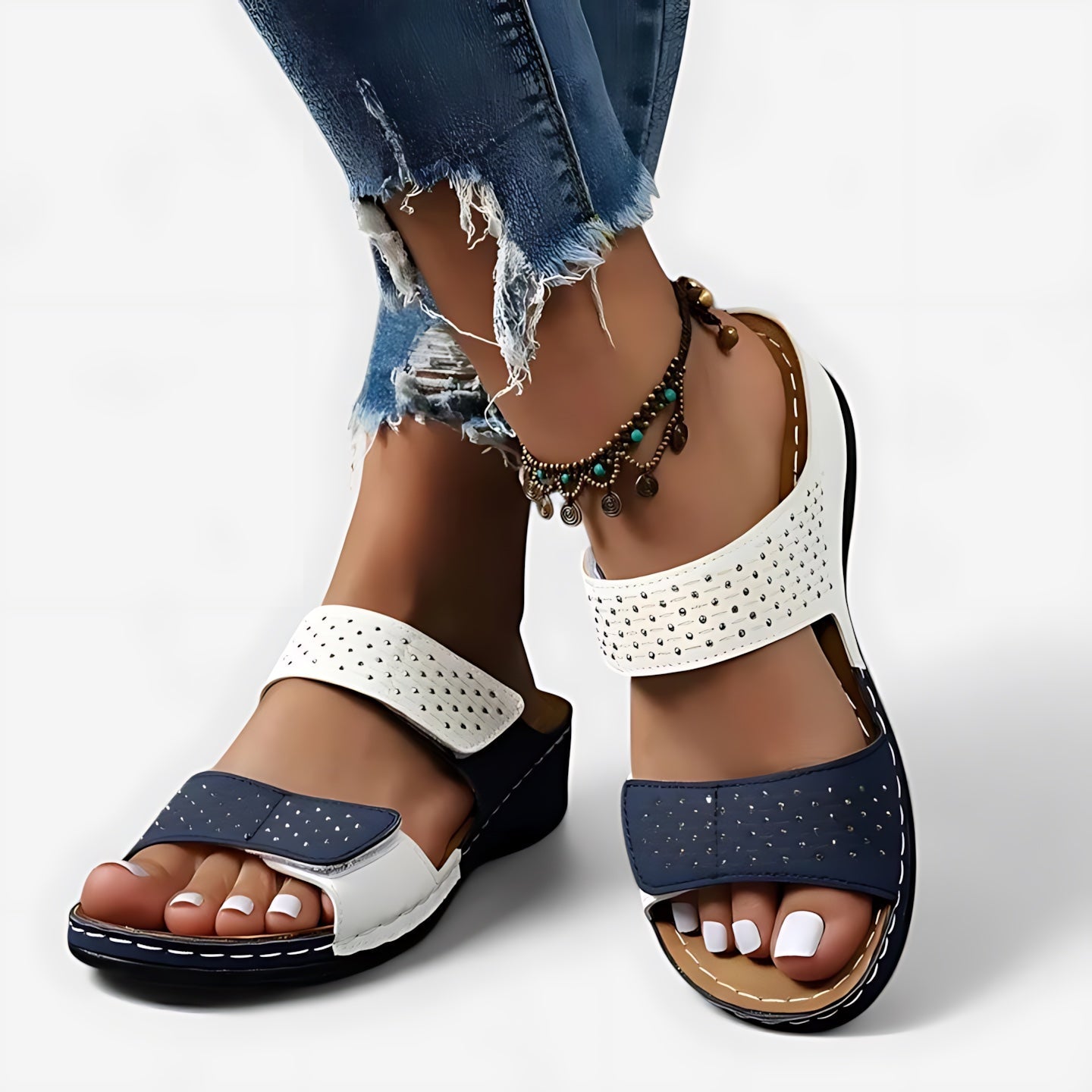Valentina – Double Strap Footbed Slide Sandals