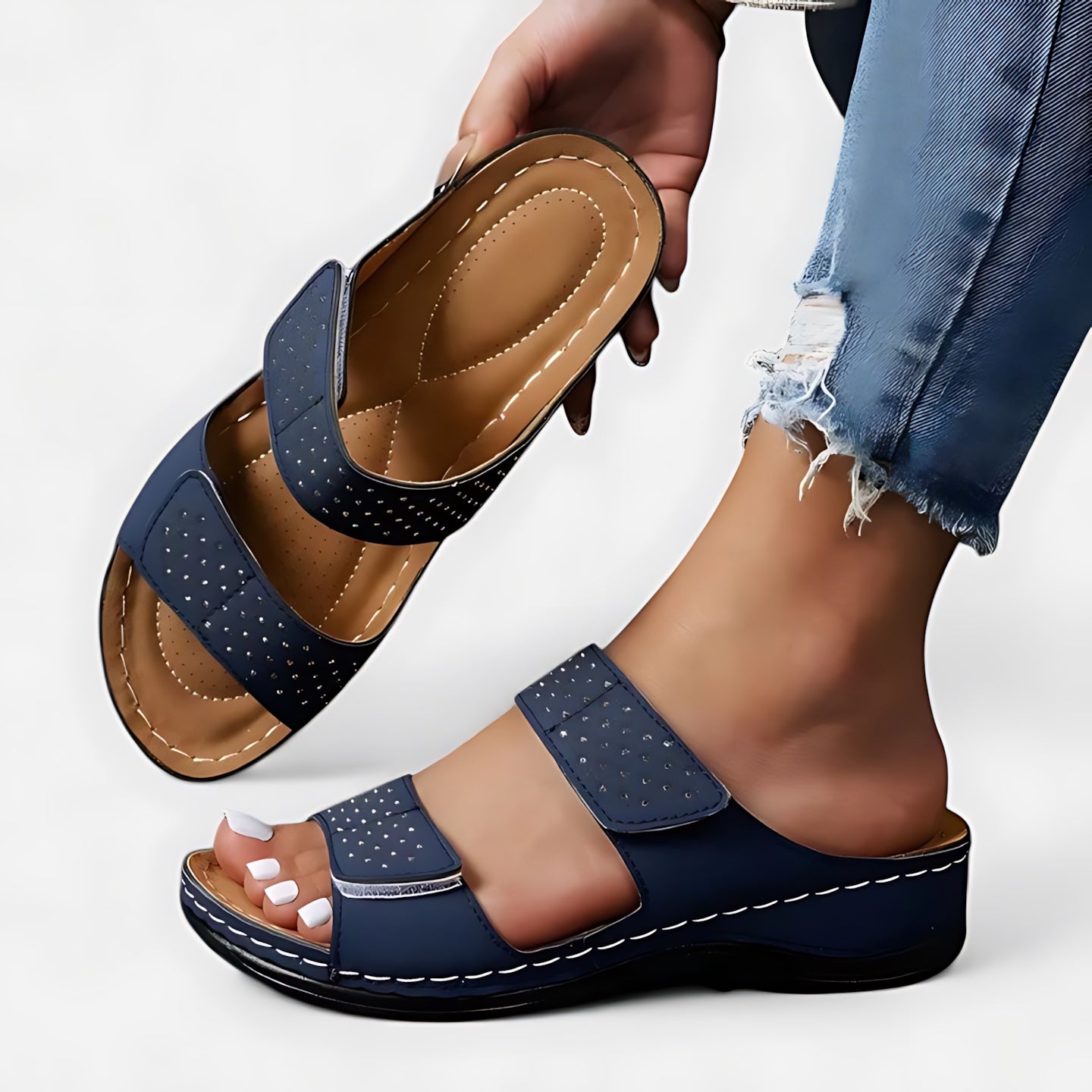 Valentina – Double Strap Footbed Slide Sandals