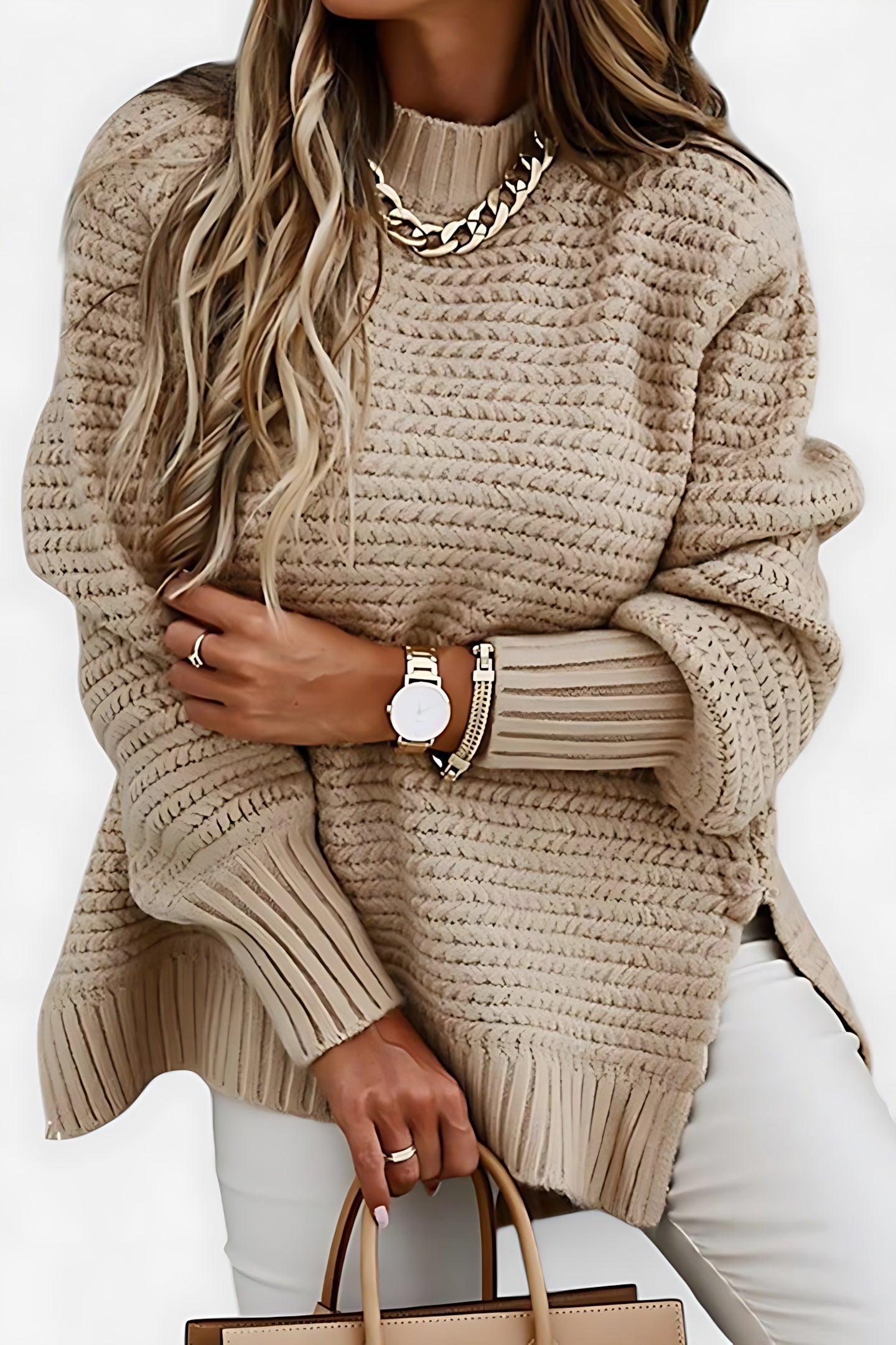 Valentina – Ribbed Knit Mock Neck Sweater