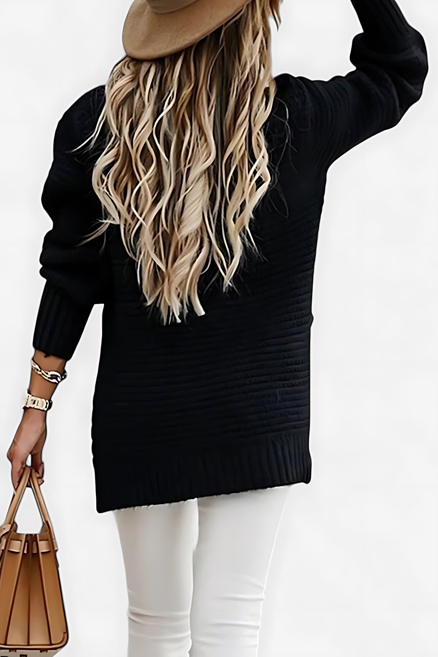 Valentina – Ribbed Knit Mock Neck Sweater