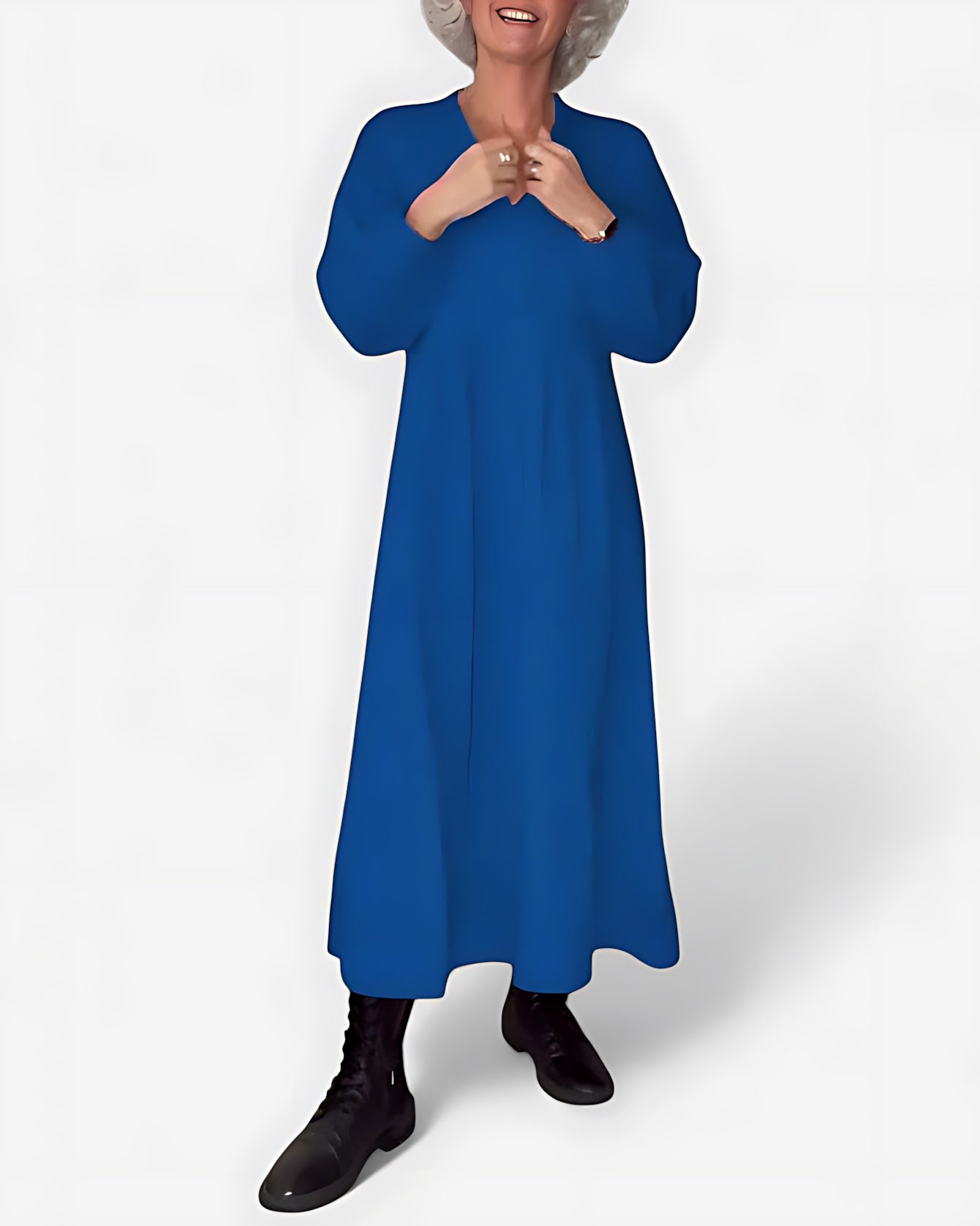 Valerie – V Neck Long Sleeve A-Line Maxi Dress