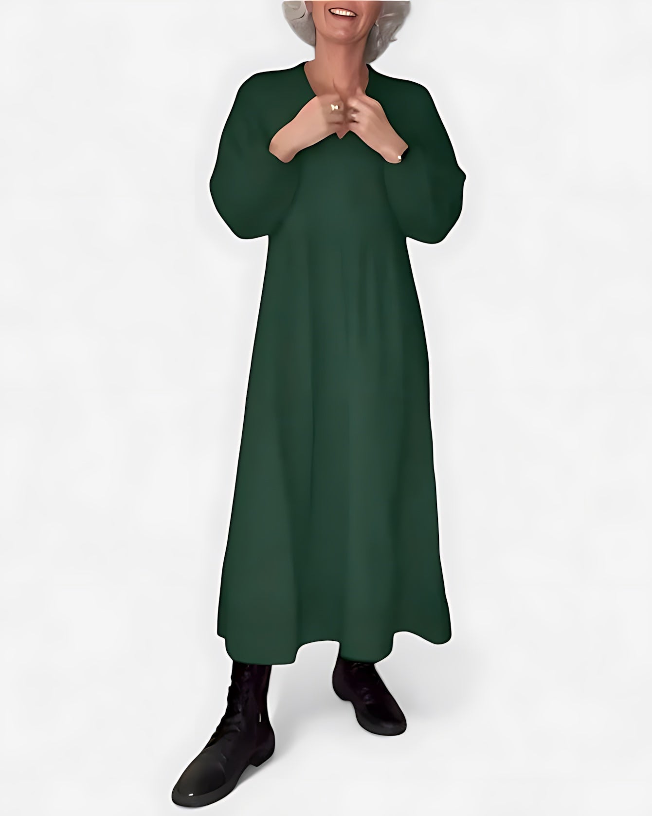 Valerie – V Neck Long Sleeve A-Line Maxi Dress
