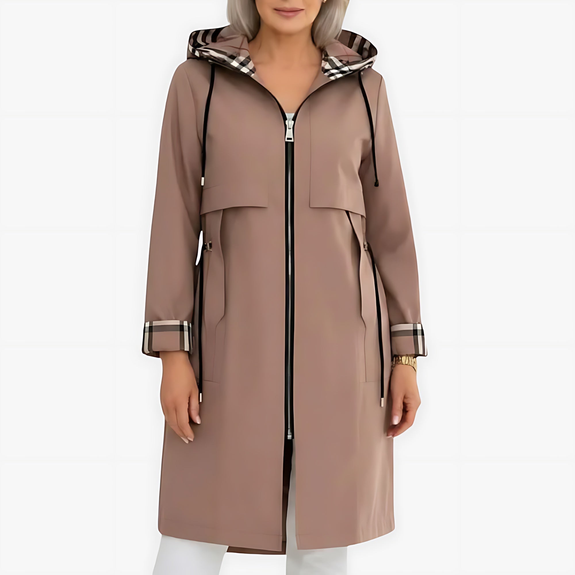 Vera – Colorblock Zip Up Trench Coat