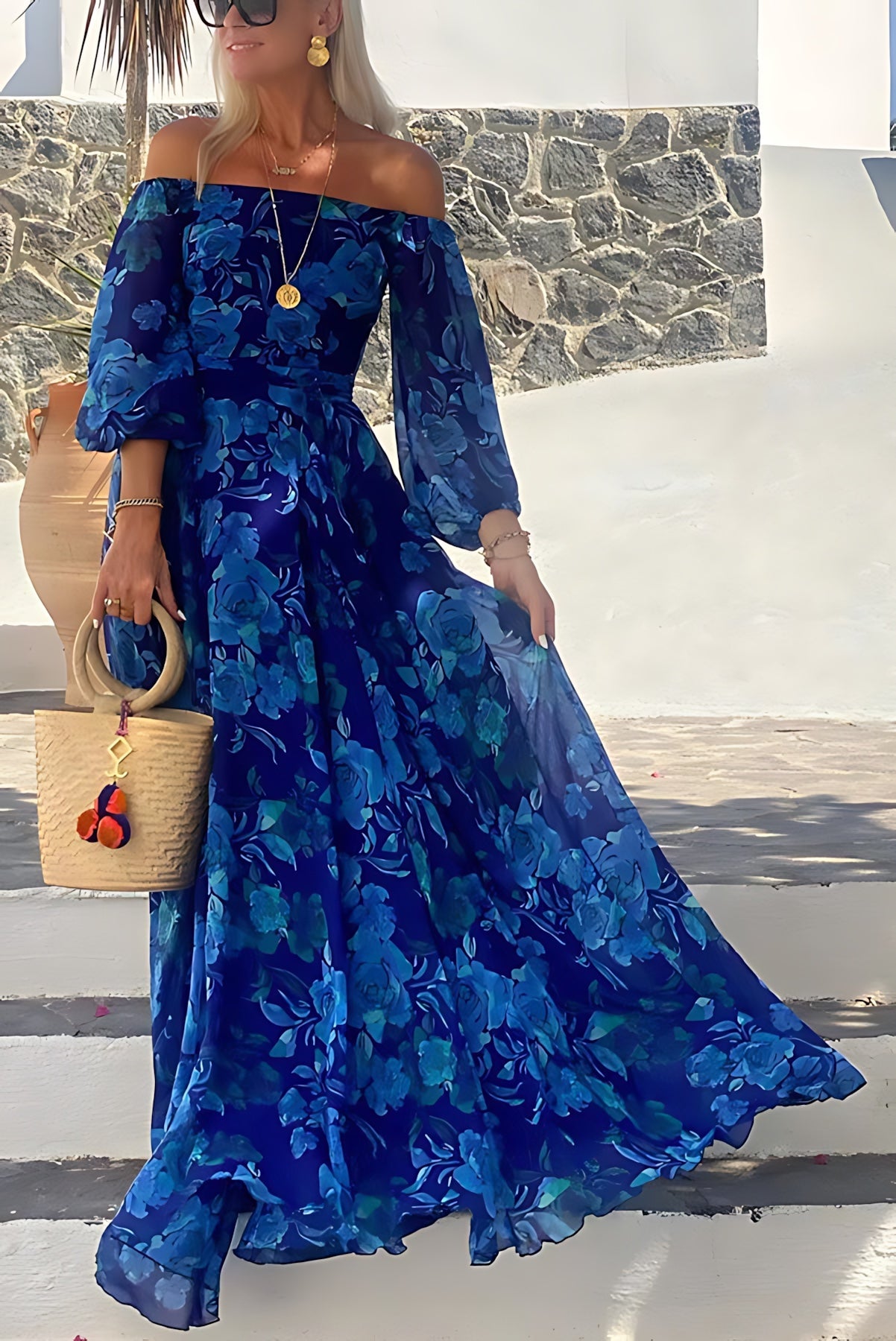 Vera – Floral Off Shoulder Wedding Guest Maxi Dress