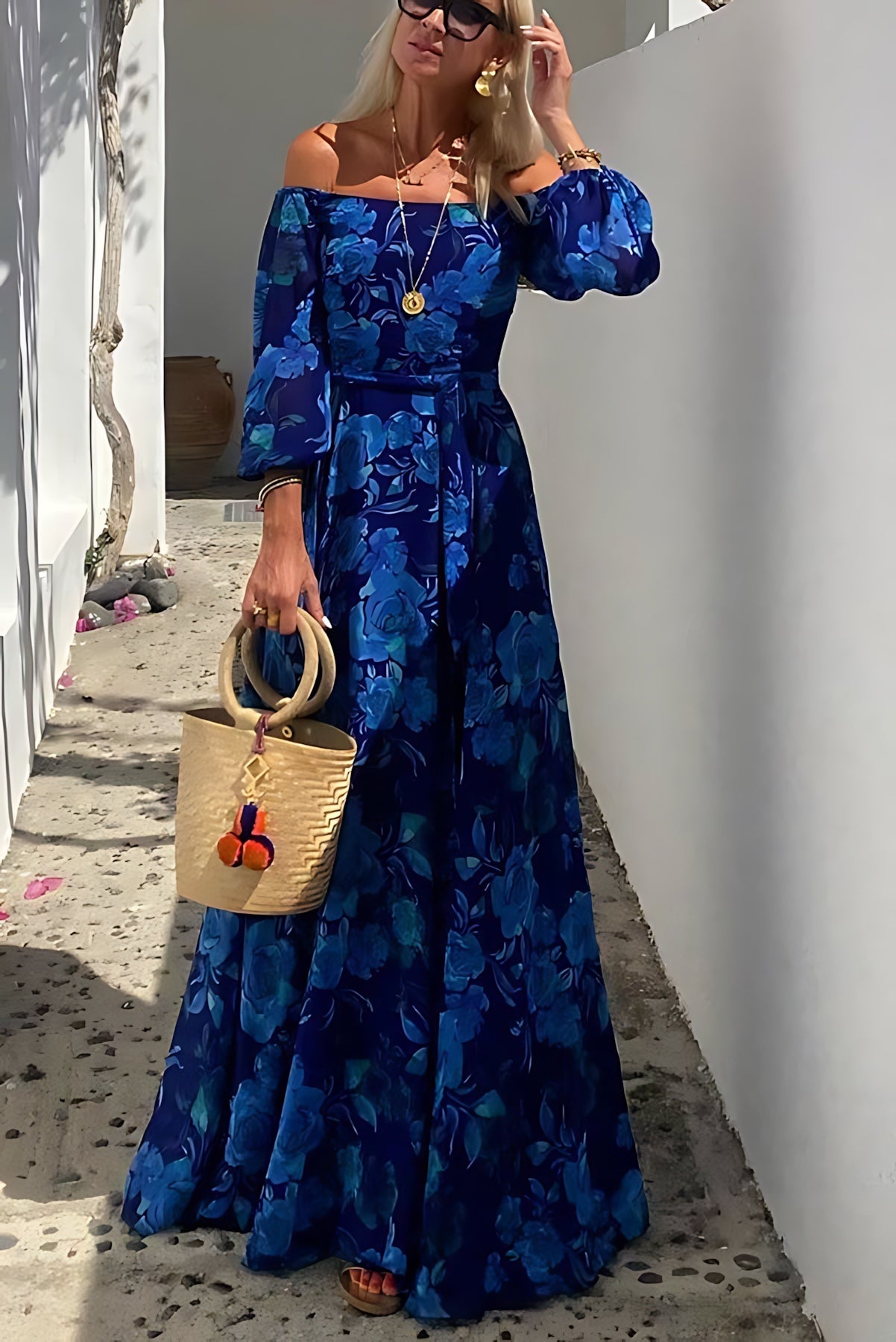 Vera – Floral Off Shoulder Wedding Guest Maxi Dress