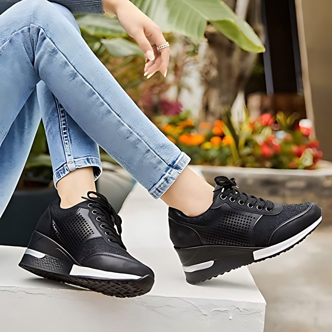Vera – Lace Up Hidden Wedge Platform Sneakers