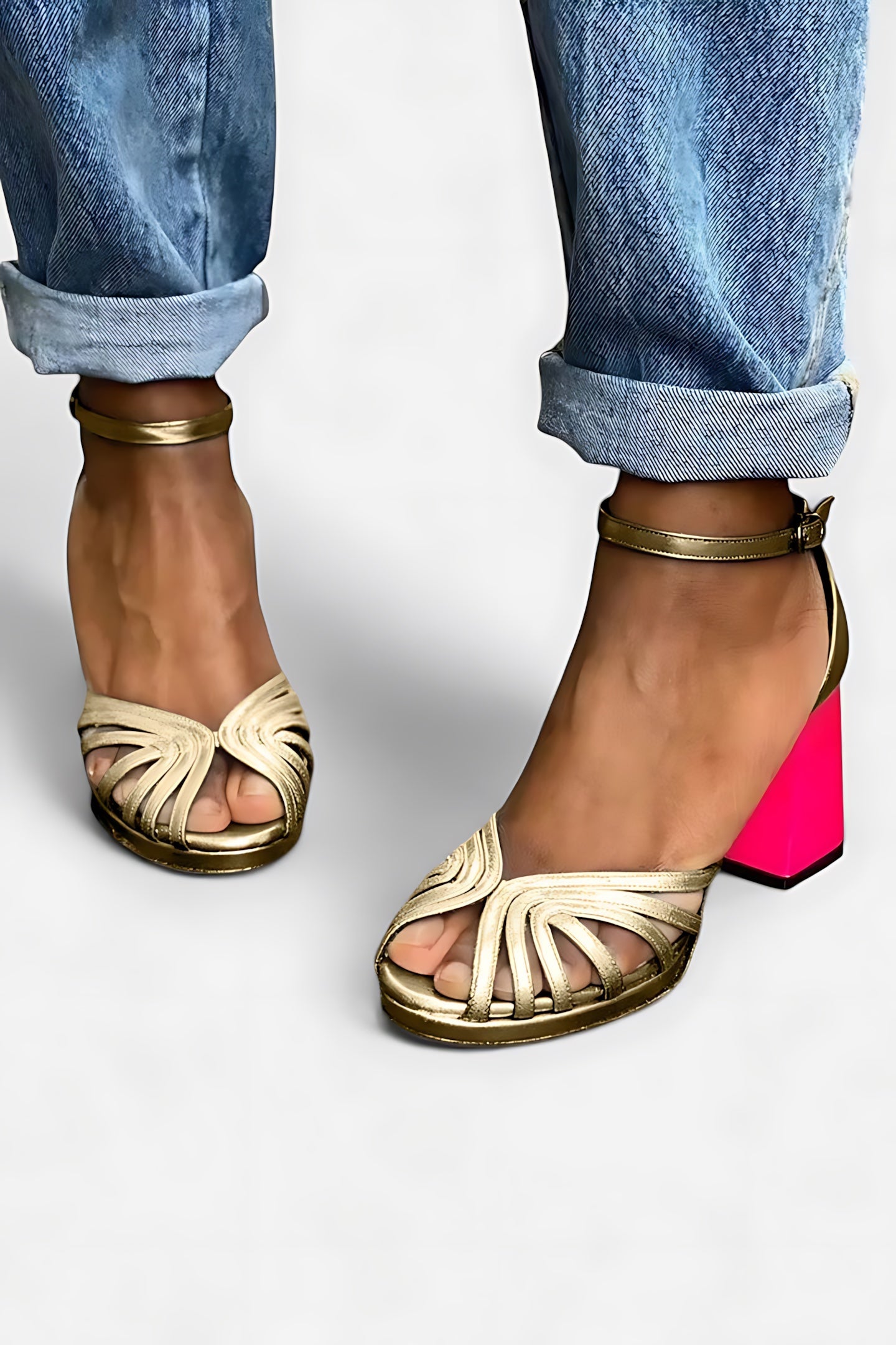 Vera – Metallic Knot Heeled Sandals