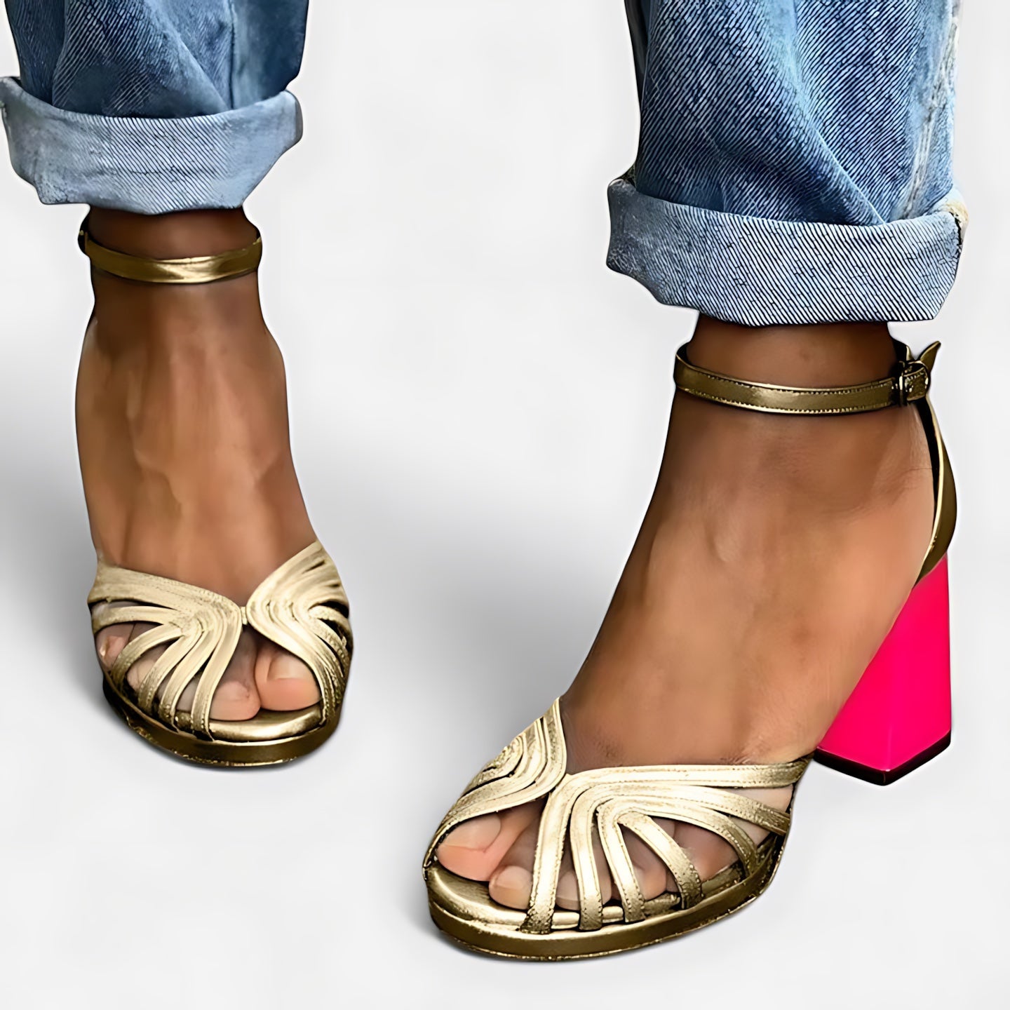 Vera – Metallic Knot Heeled Sandals