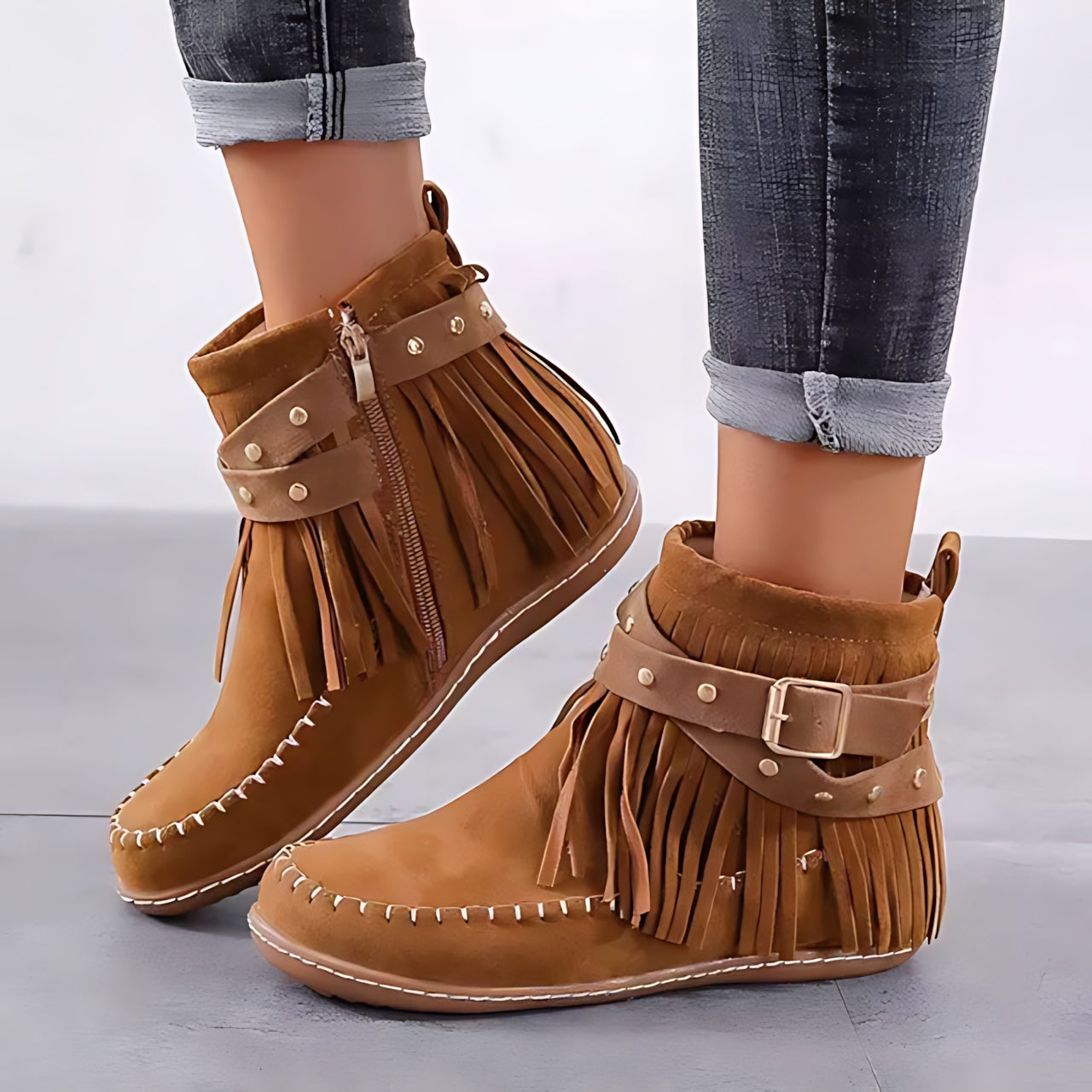 Vera – Suede Fringe Ankle Boots