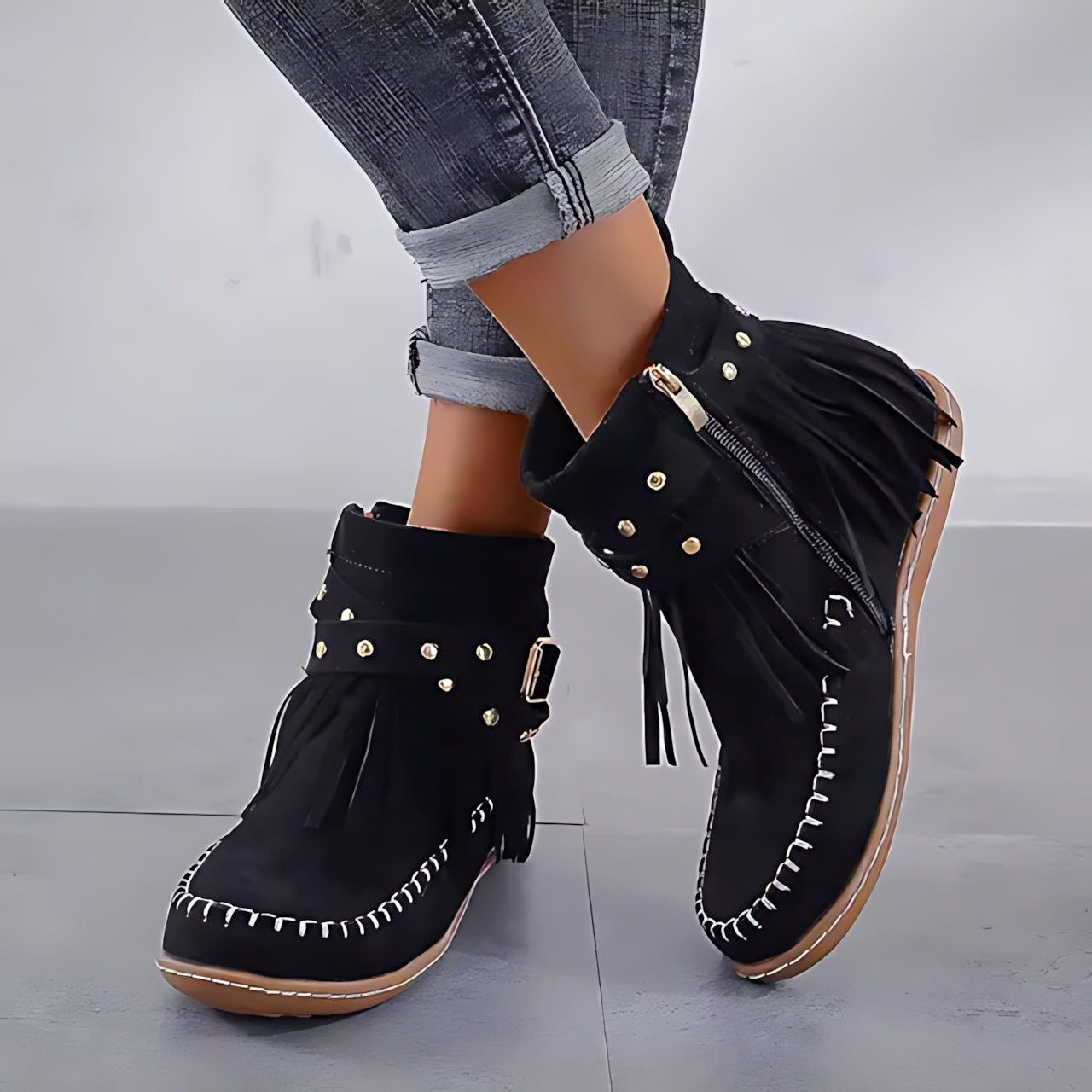 Vera – Suede Fringe Ankle Boots