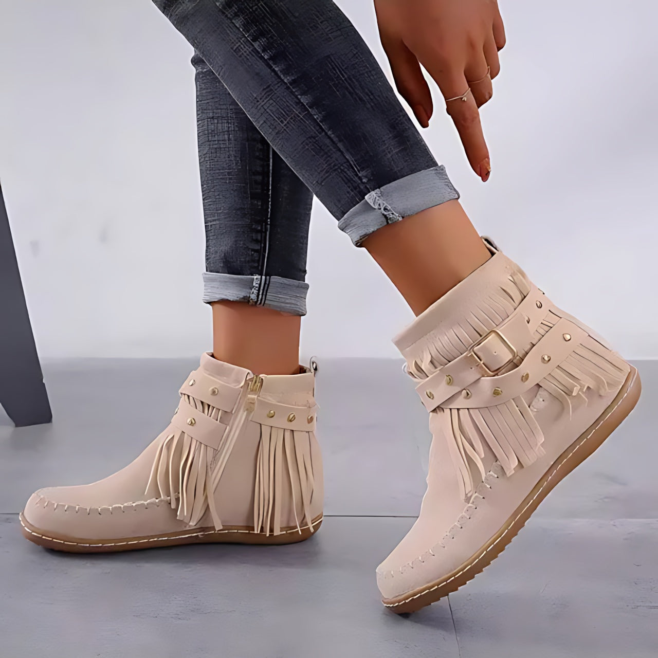 Vera – Suede Fringe Ankle Boots