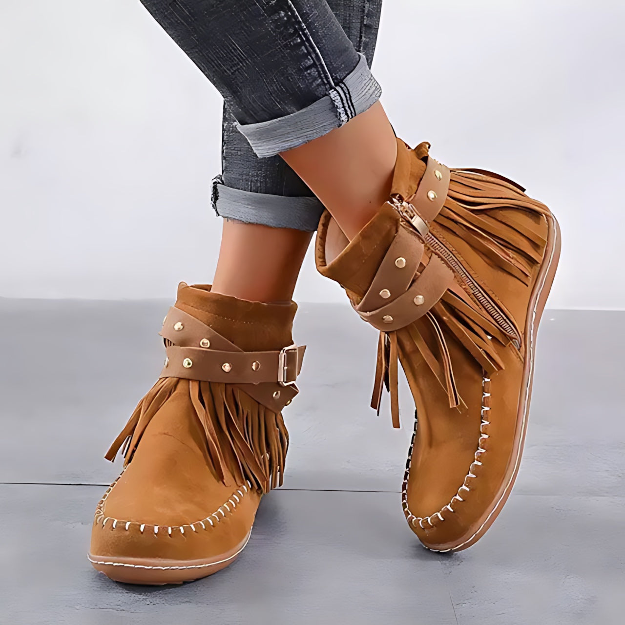 Vera – Suede Fringe Ankle Boots