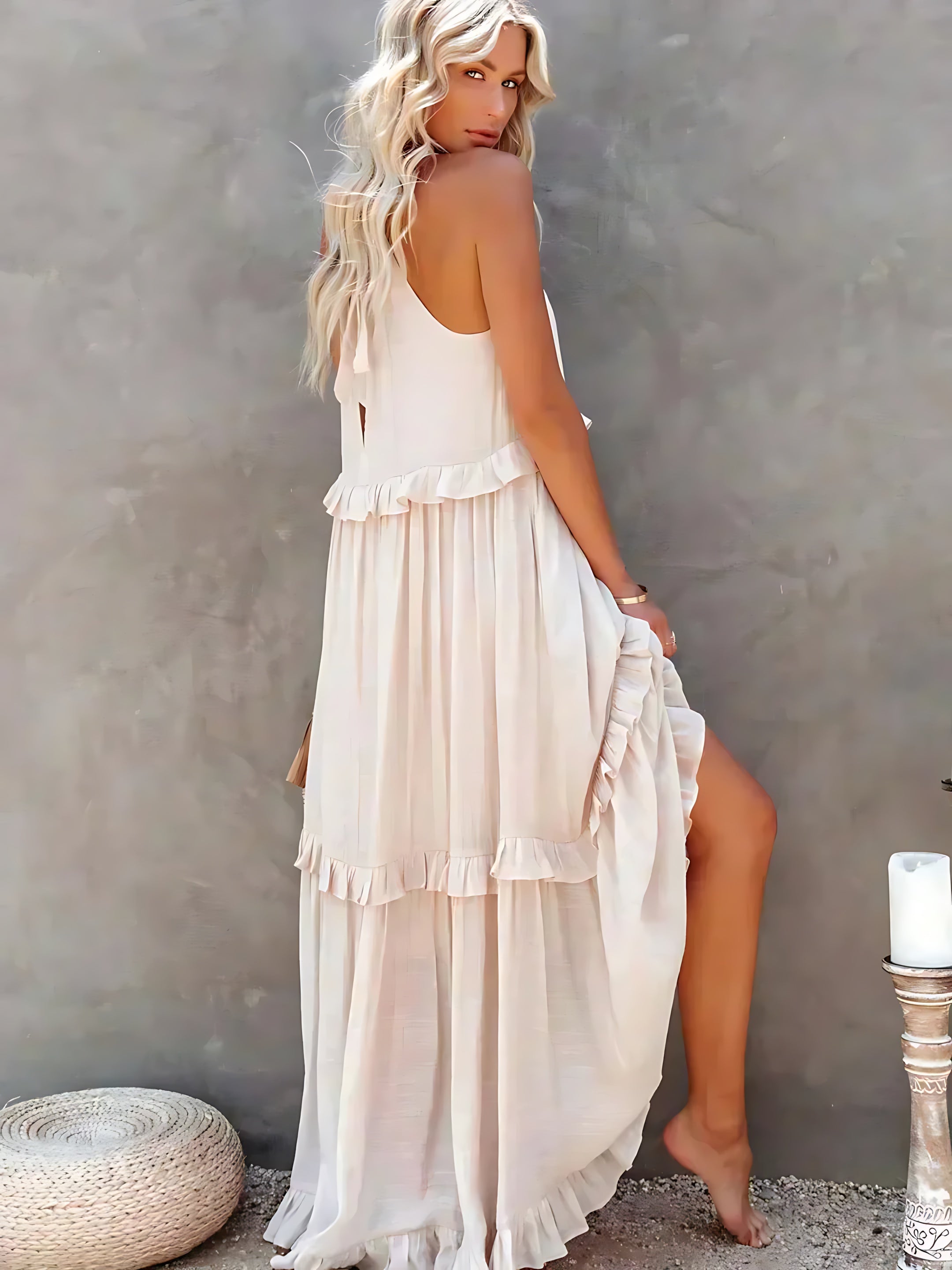 Veronica – High Neck Tiered Ruffle Summer Maxi Dress