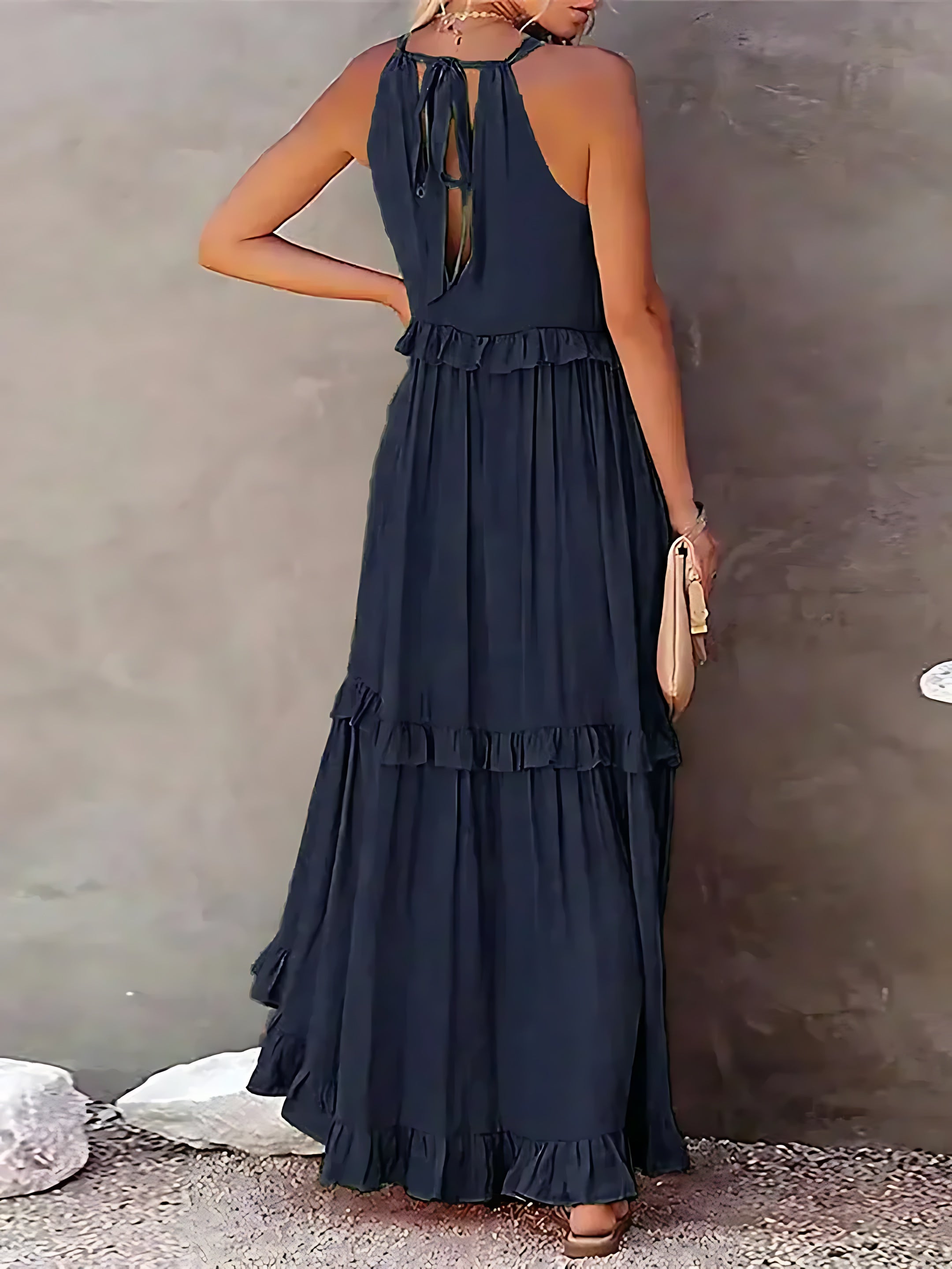 Veronica – High Neck Tiered Ruffle Summer Maxi Dress