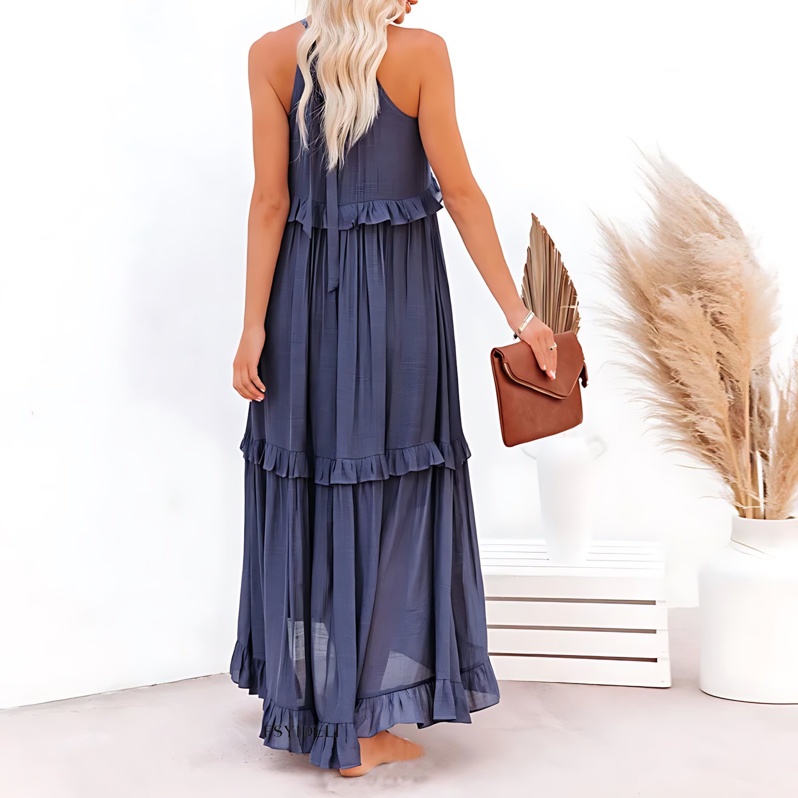 Veronica – High Neck Tiered Ruffle Summer Maxi Dress