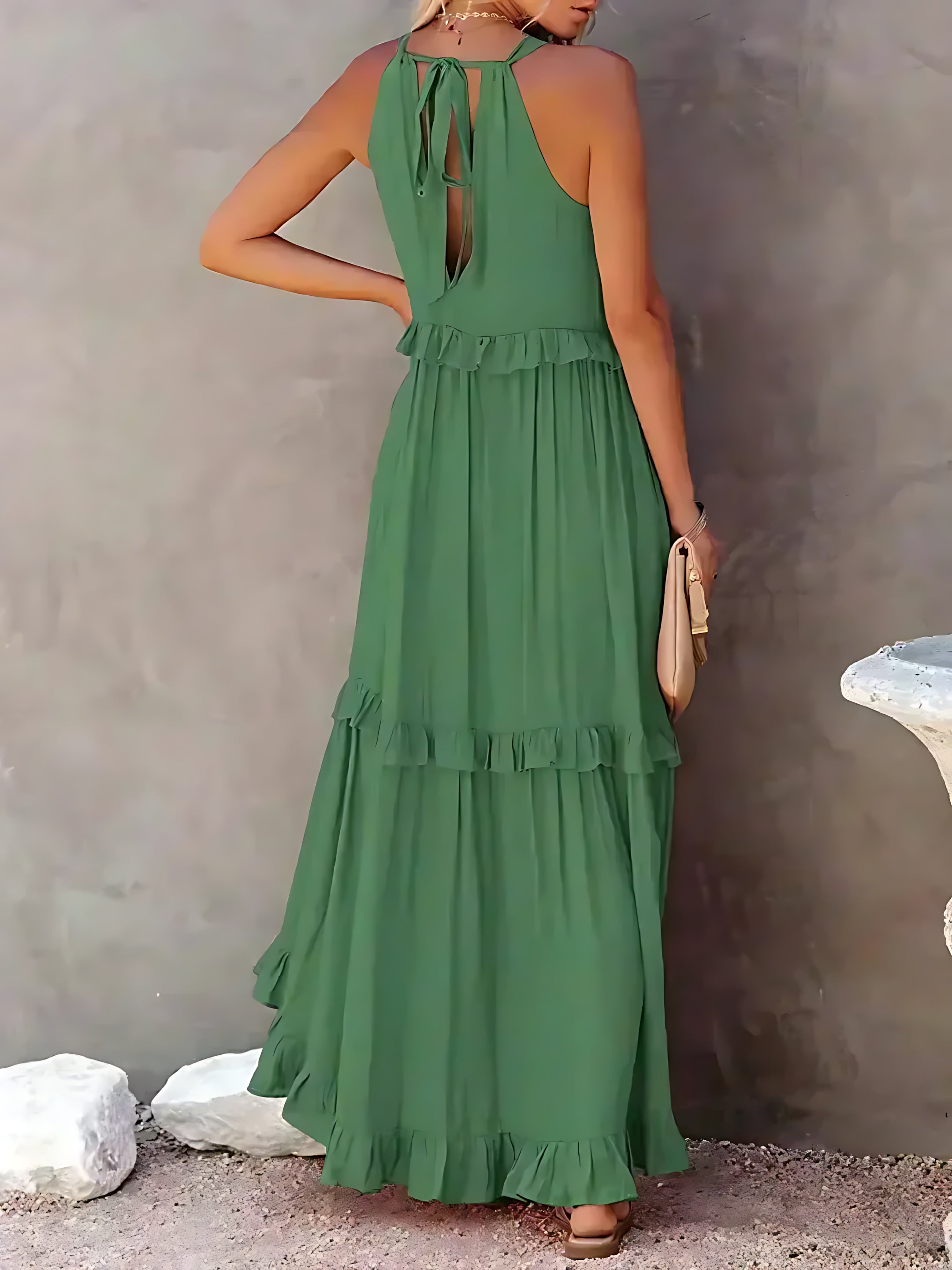 Veronica – High Neck Tiered Ruffle Summer Maxi Dress