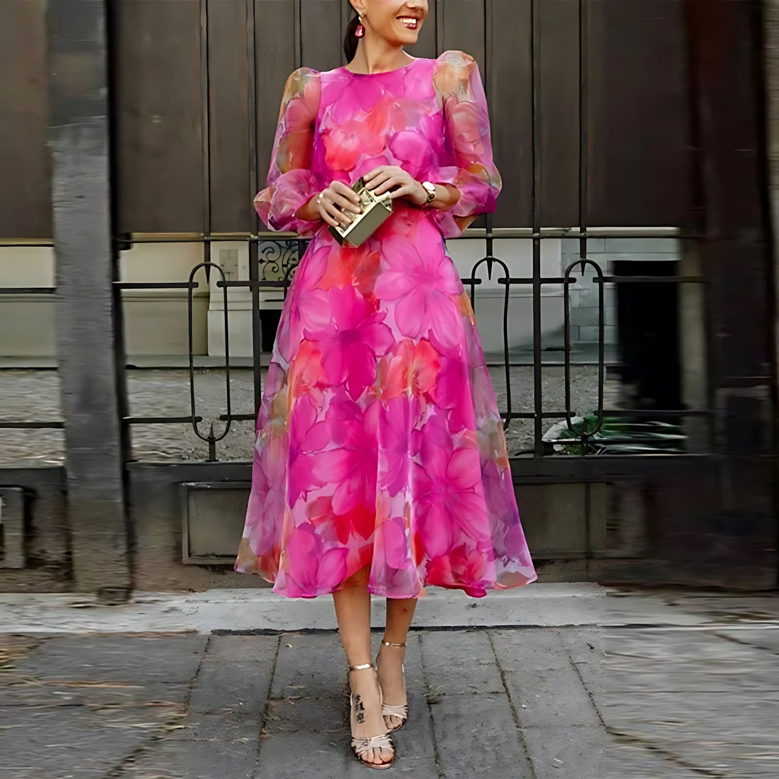 Victoria – Floral Ruffle Tiered Wedding Guest Midi Dress