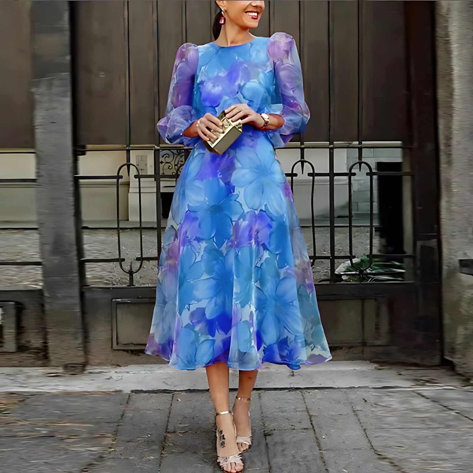 Victoria – Floral Ruffle Tiered Wedding Guest Midi Dress