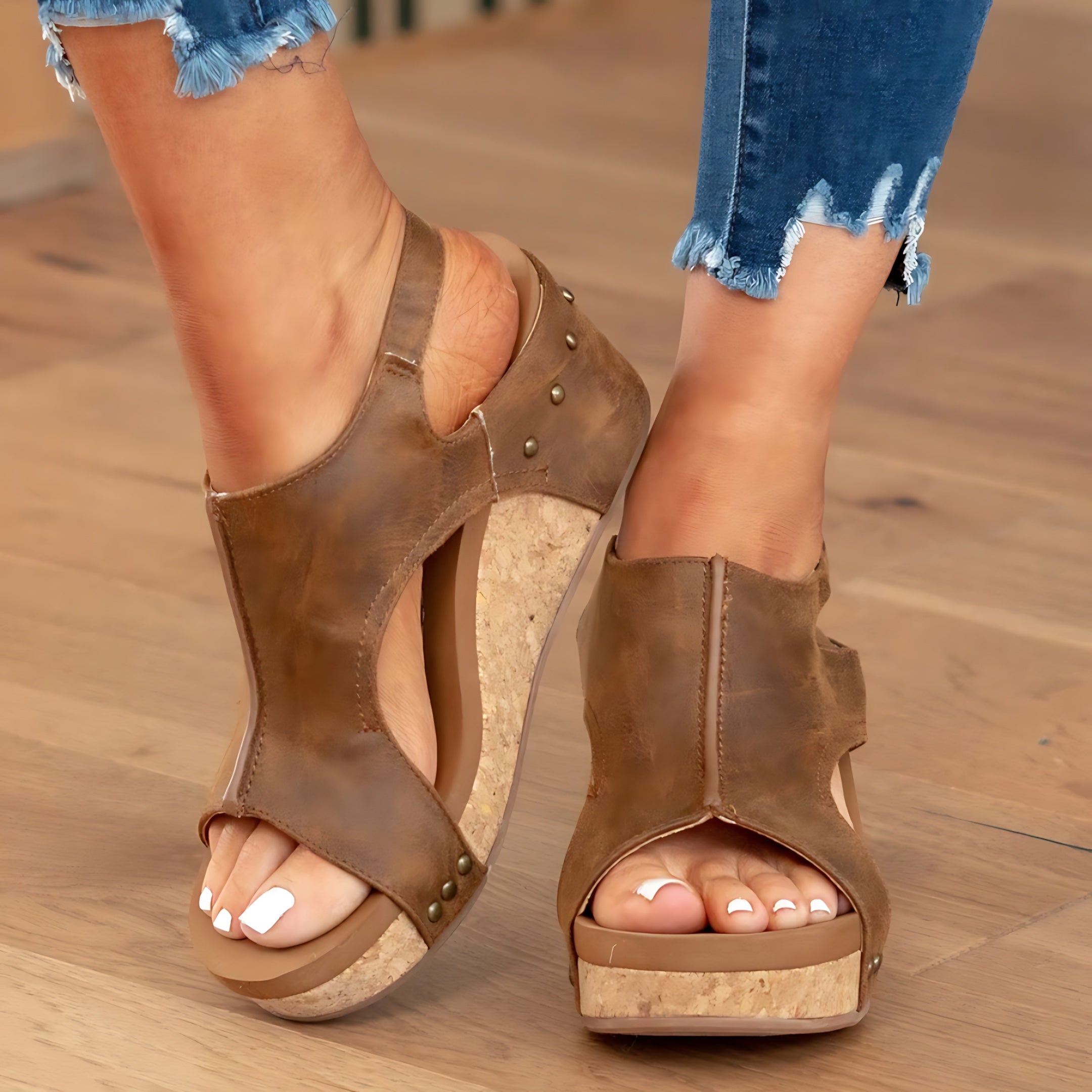 Victoria – Suede Platform Wedge Sandals