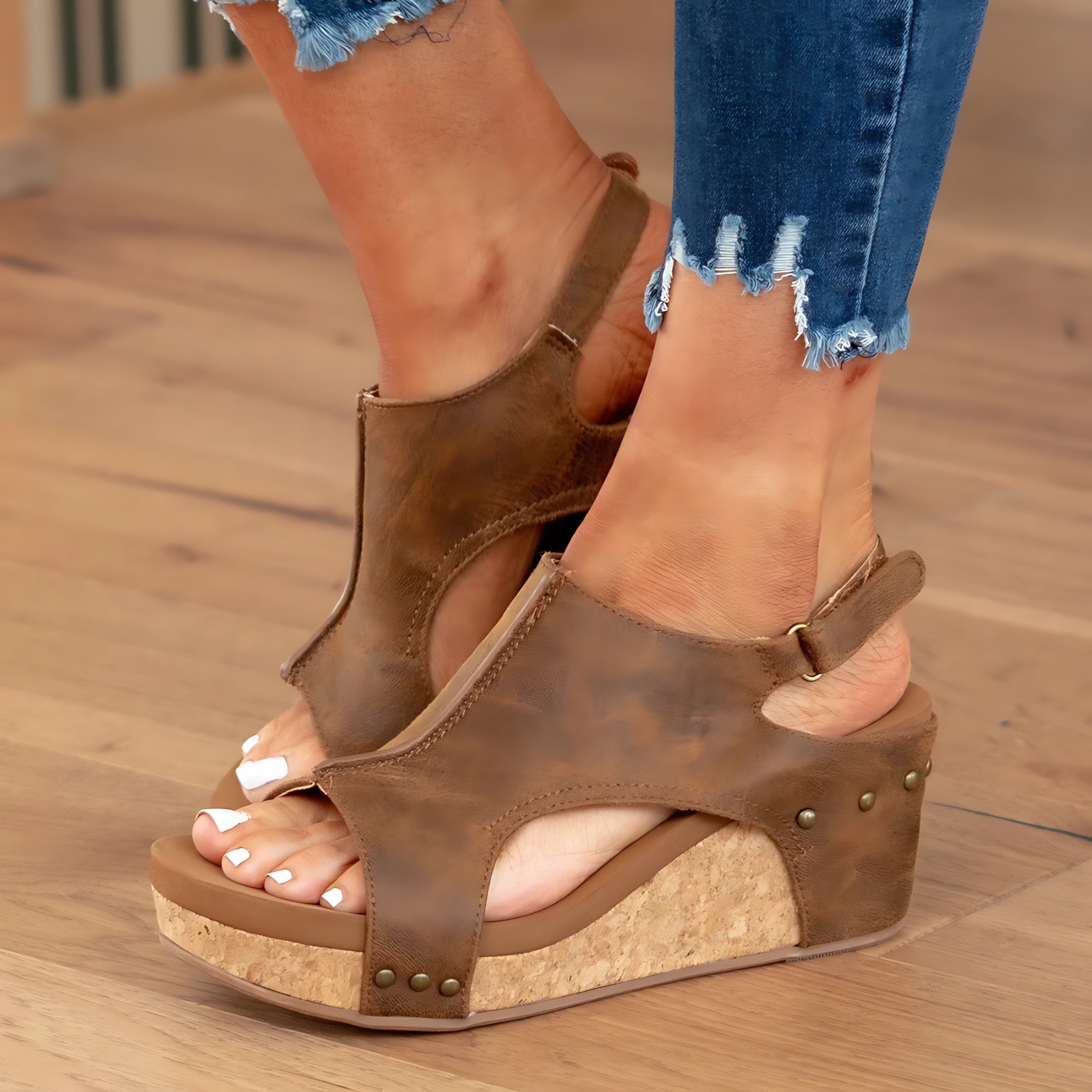Victoria – Suede Platform Wedge Sandals