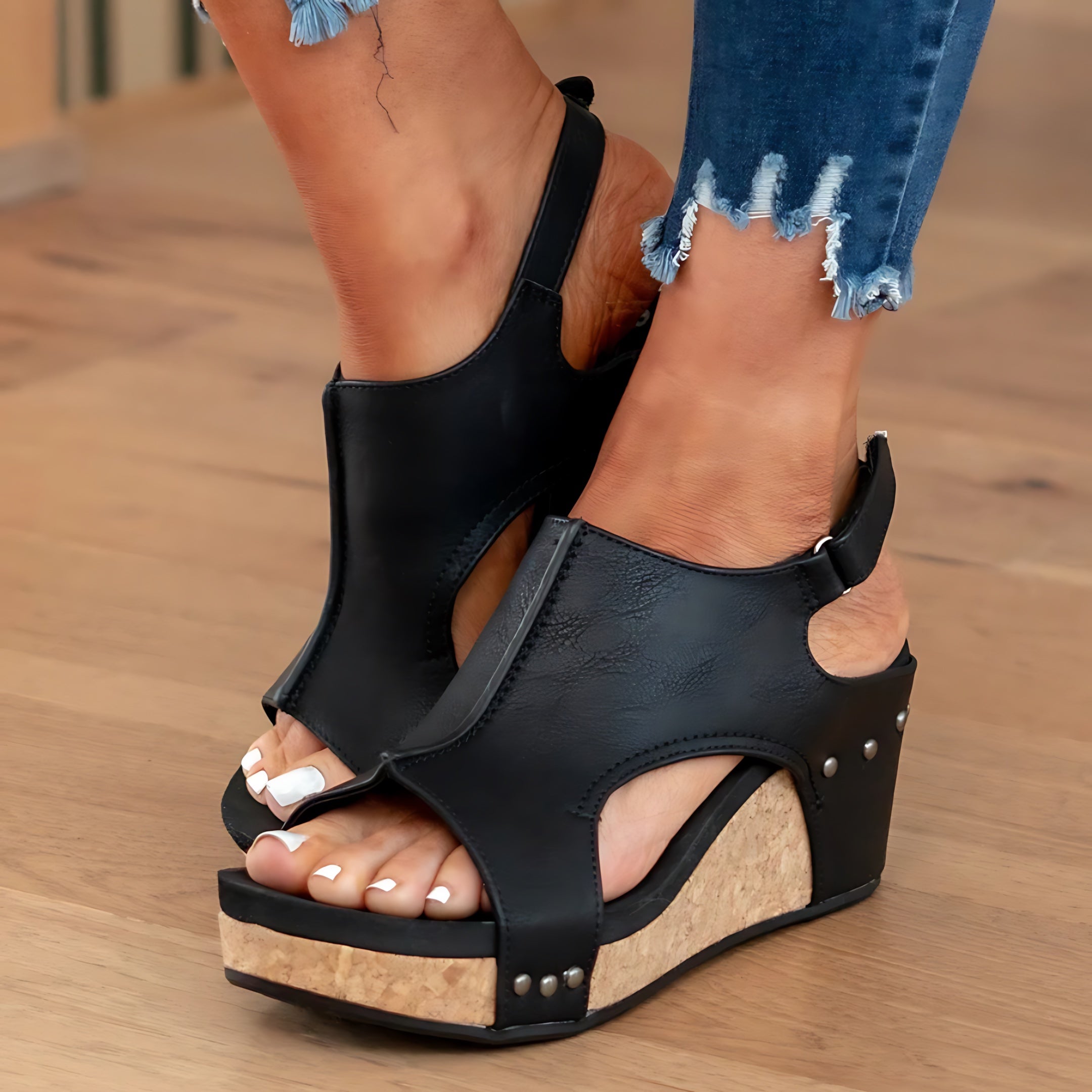 Victoria – Suede Platform Wedge Sandals